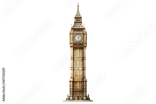 Big Ben Clock Tower in London, isolated on a transparent background.