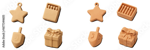 Colorful clay holiday ornaments and shapes displayed on a white background showcasing fun festive designs