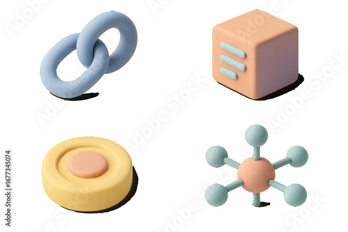 Colorful geometric toys showcase creative design and playful shapes for kids in a well-lit indoor setting