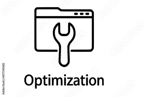 Folder optimization icon with wrench tool symbol
