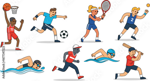 People playing sports. Active lifestyles, physical fitness, competition, athletes, teams, exercise, recreation.