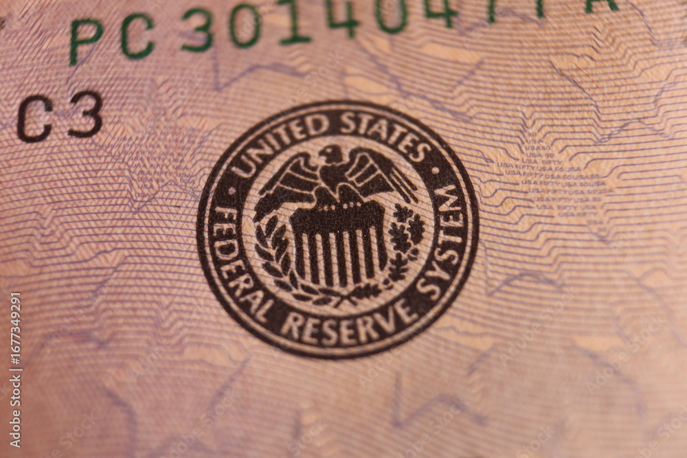 Fototapeta premium 50 US dollars, federal reserve. Money of the United States of America. Elements of paper bills. 
