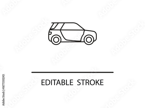 Sleek modern compact car outline for automotive design and transportation concepts, instantly editable.