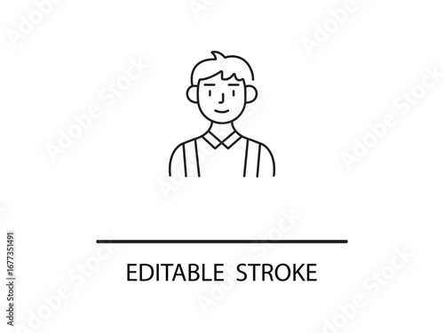 Friendly male icon smiling, representing teamwork, connection, and approachable professionalism in modern business settings.