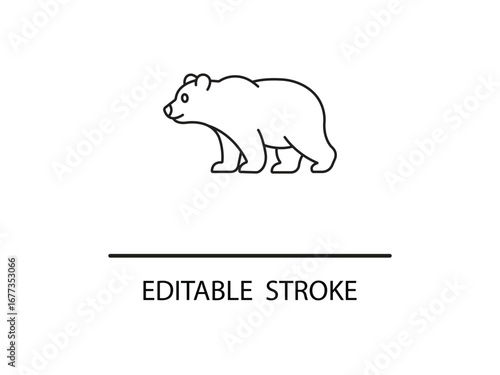 Charming line art bear icon perfect for nature projects and wildlife designs, easily customizable for your needs.