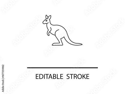 Simple line art kangaroo icon, perfect for Australian themes, nature projects, or modern graphic design needs.