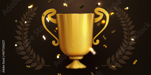 Realistic Golden Trophy. Vector Illustration