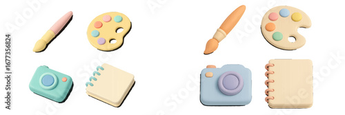 Creative art supplies on a minimalist surface with a pastel color palette for artistic inspiration