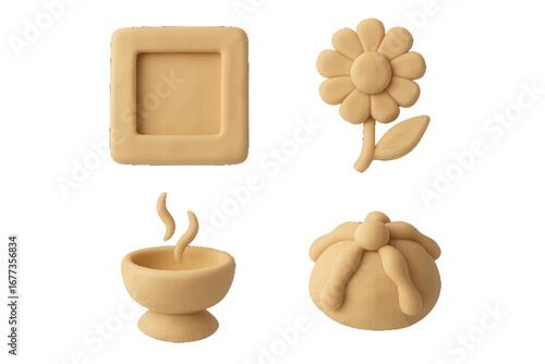 Creative clay shapes for artistic projects and decorations showcasing floral and geometric designs