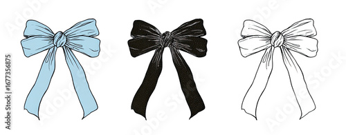 Three bows in various colors