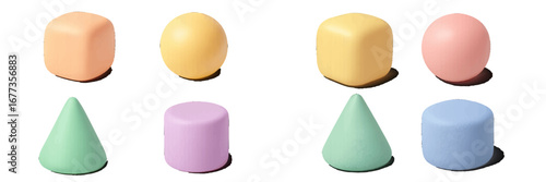 Colorful geometric shapes arranged neatly for educational play and development activities