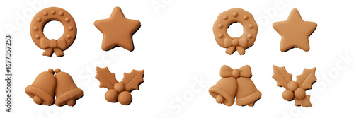 Festive gingerbread cookie shapes for holiday decorations and baking activities