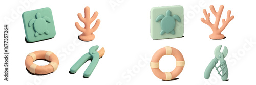 Colorful underwater themed clay modeling tools and shapes for creative projects and playtime