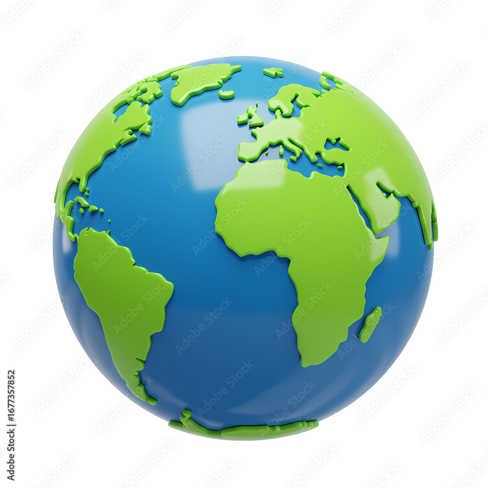 Naklejka premium Globe illustration showing continents on blue water background for education