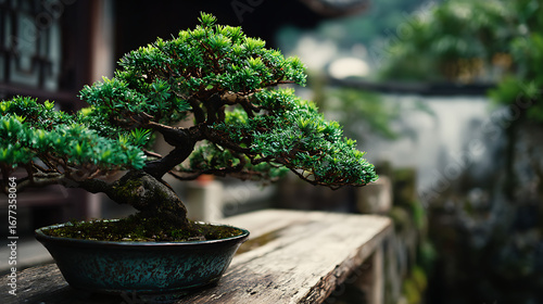 bonsai tree care techniques in tranquil garden photography serene nature closeup harmony balance plant wellness peaceful landscape outdoor environment and growth relaxation