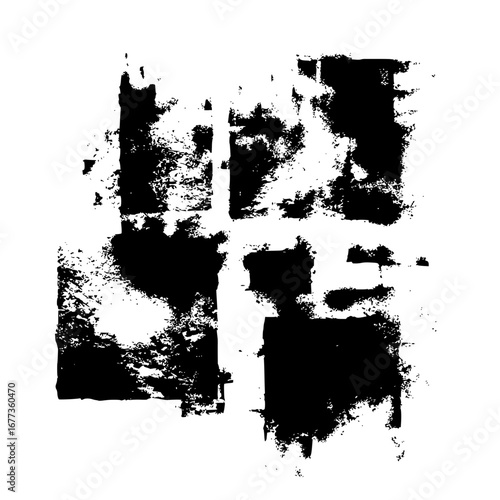 Abstract black and white distressed texture with a rough and grungy appearance and square shapes