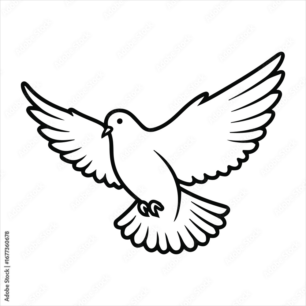Obraz premium Line art of a dove in flight with wings spread symbolizing peace hope freedom and spirituality