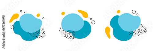 Abstract blotch shape. Liquid shape elements. Set of modern graphic elements. Fluid dynamical colored forms banner. Vector illustration