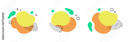 Abstract blotch shape. Liquid shape elements. Set of modern graphic elements. Fluid dynamical colored forms banner. Vector illustration