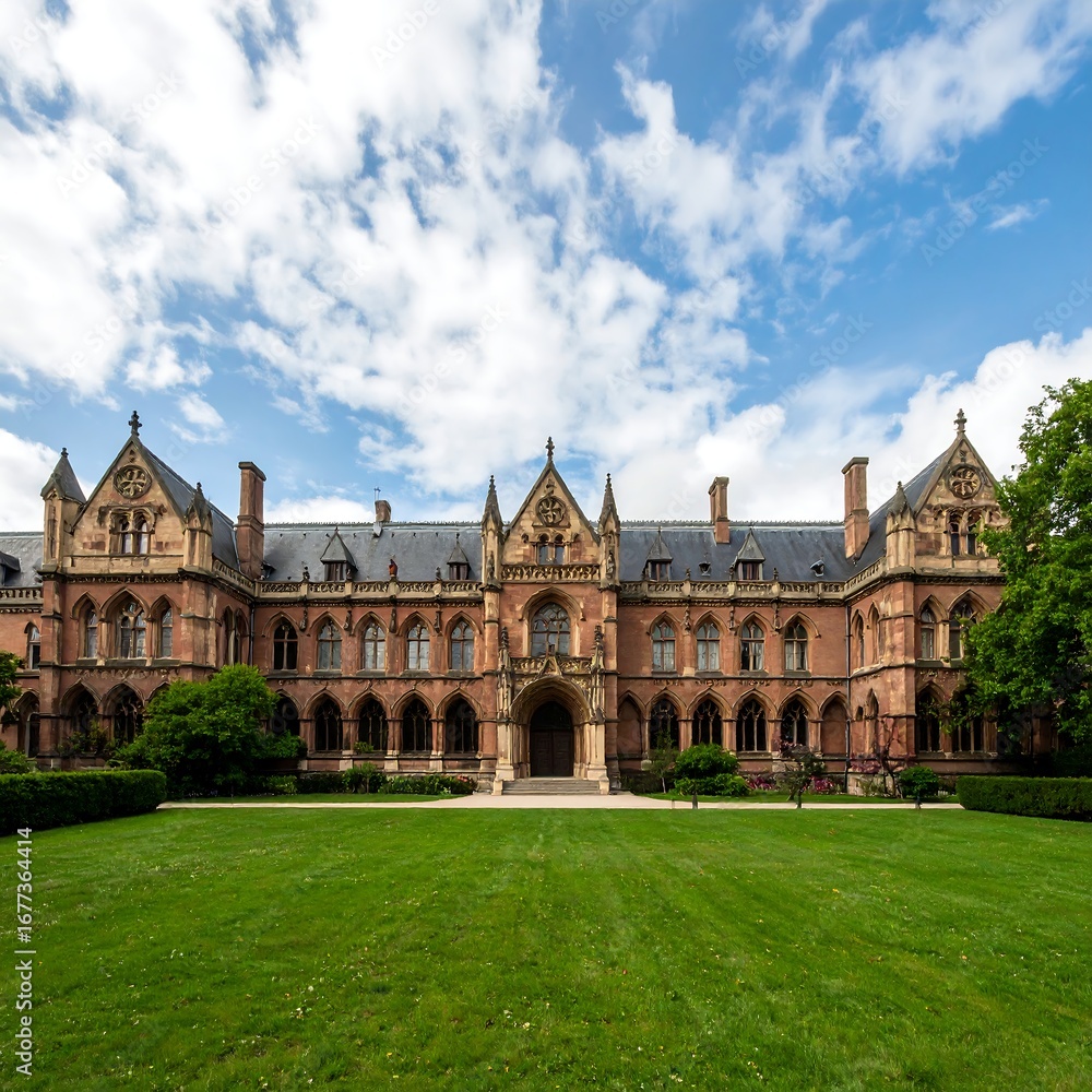 Obraz premium Grand historical building in a park-like setting