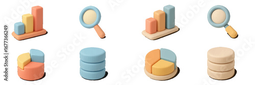 Colorful clay representations of data visualization elements arranged in a creative layout for educational purposes