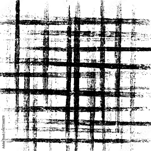 A black and white illustration of intersecting grunge lines forming a grid pattern on a white background
