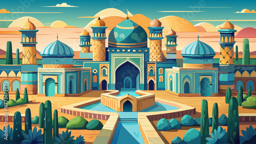 The Historic Centre of Shakhrisyabz in Uzbekistan showcases grand Timurid palaces and gardens, with monumental gateways and turquoise domes reflecting the architectural genius of Central Asian dynasti