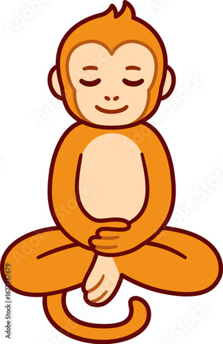 orange monkey meditating cartoon style clip art preview