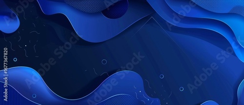 Fototapeta Naklejka Na Ścianę i Meble -  Wide abstract image featuring ripples and swirls in shades of blue, creating a soothing underwater effect.