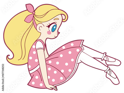 Trendy Fashion IllustratioA stylized, colorful illustration of a girl in 1980s fashion.n of a Girl in 80s Style. 