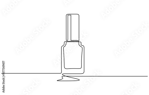 Nail varnish one line drawing isolated on transparent background. Editable vector