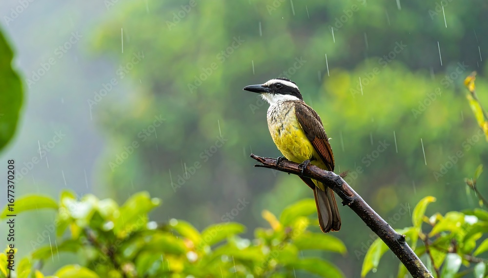 Obraz premium Bird perched in rain forest