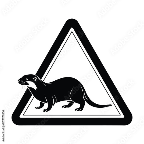 Warning Otter Crossing Sign - A Cautionary Symbol of Wildlife Presence and Road Safety Awareness