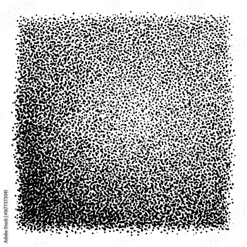 Black and white stippled square with a gradient effect from dense to sparse dot distribution across the surface