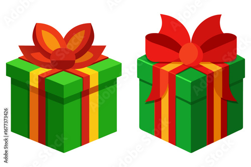set of gift boxes with bows 