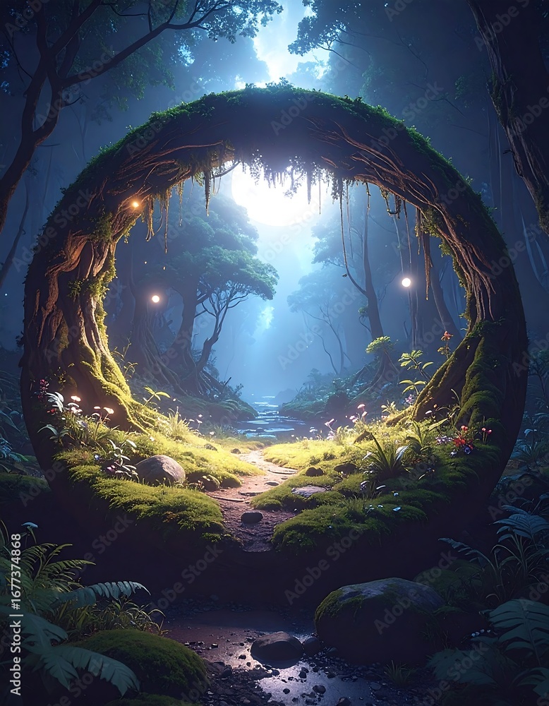 Fototapeta premium Enchanting Forest Portal A Pathway to Mystical Realms