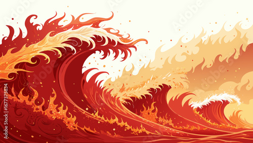 Abstract red and orange waves symbolizing wildfire and energy  