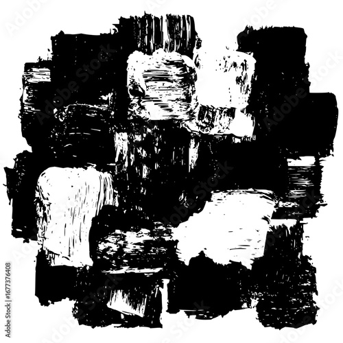 Monochrome background featuring abstract brush strokes and textures creating a dynamic composition