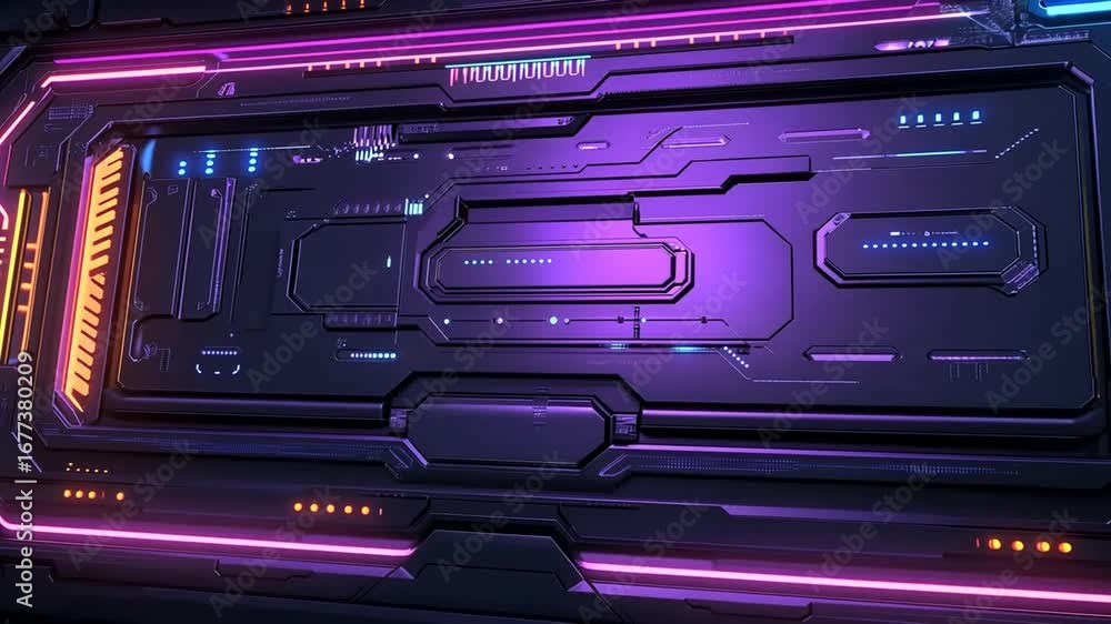 Neon Purple and Orange Tech Panel Abstract Background