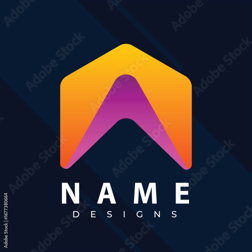 Gradient logo with abstract shape