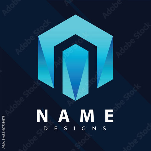 Gradient logo with abstract shape