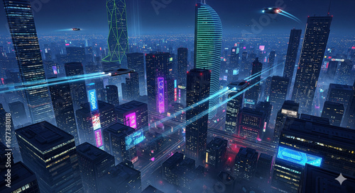 Futuristic Cityscape at Night