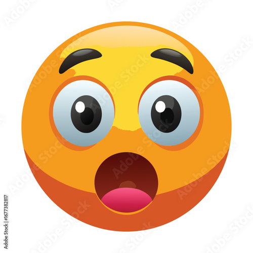 3D Vector Surprised Emoji | Cute Cartoon Glossy Expression Icon