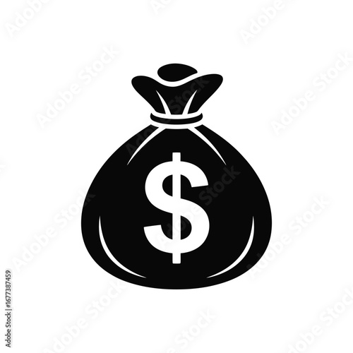 Black silhouette of a money bag with a dollar sign