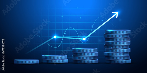 Business background, finance and investment, currency exchange concept, growth, economic graph. Vector illustration