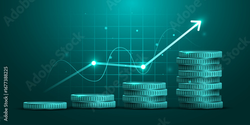 Business background, finance and investment, currency exchange concept, growth, economic graph. Vector illustration