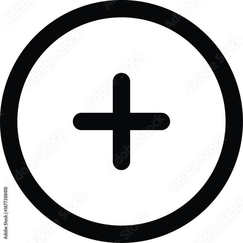 plus sign icon in a circle. Editable Stroke.
