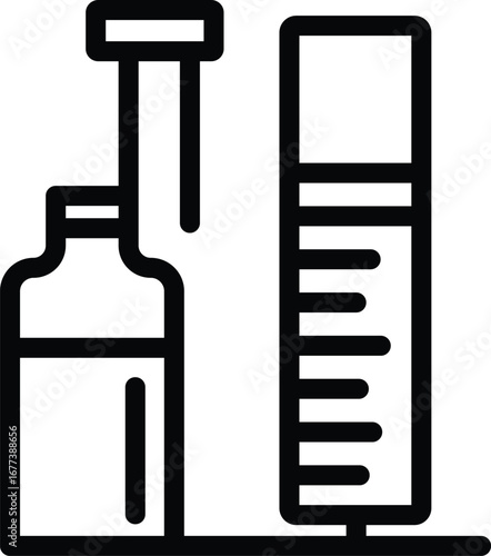 Laboratory Flask and Graduated Cylinder Icon. Editable Stroke.