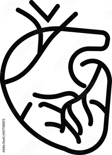 Line Art Illustration of a Human Heart Icon. Editable Stroke.	