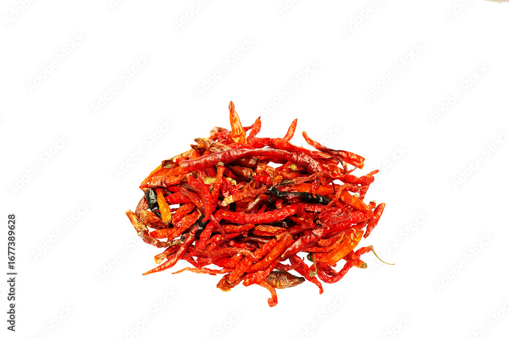 Naklejka premium Dried chili pepper, chillies spicy. Isolated on white background